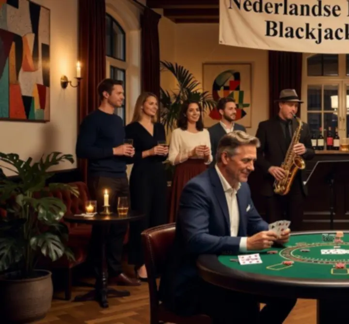 Blackjack event met sfeervolle muziek en verlichting